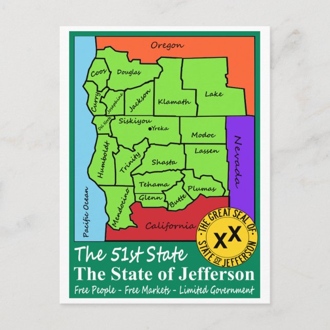 Staat von Jefferson Postkarte (Vorderseite)