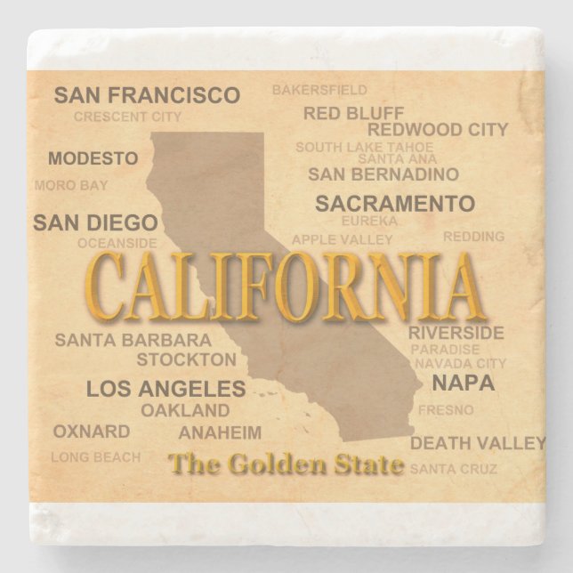 Staat von Kalifornien-Karte, Los Angeles, Steinuntersetzer (Vorderseite)