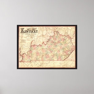 Staat von Kentucky-Karte durch James Lloyd (1862) Leinwanddruck