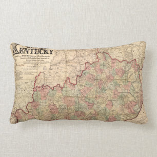 Staat von Kentucky-Karte durch James Lloyd (1862) Lendenkissen
