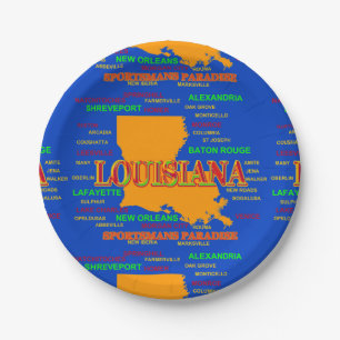 Staat von Louisiana-Karte, New Orleans, Shreveport Pappteller