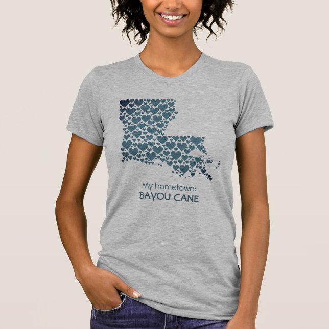 Staat von Louisiana Silhouette Hearts & Heimat T-Shirt (Vorderseite)