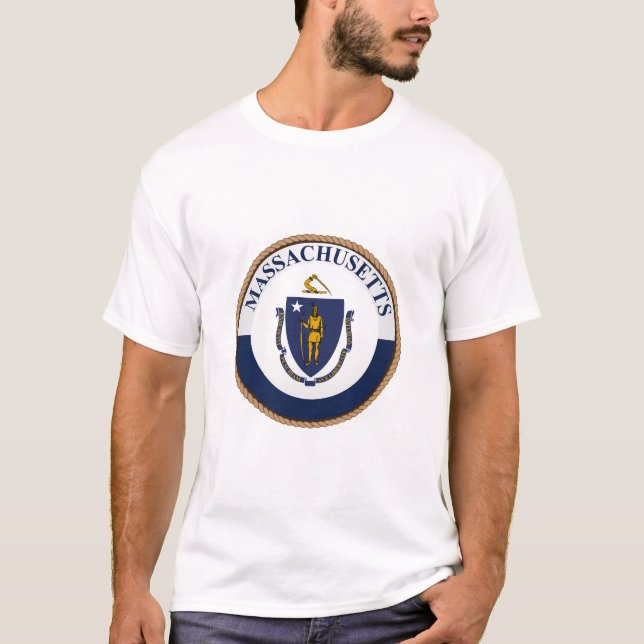Staat von Massachusetts Flag Siegel T - Shirt (Vorderseite)