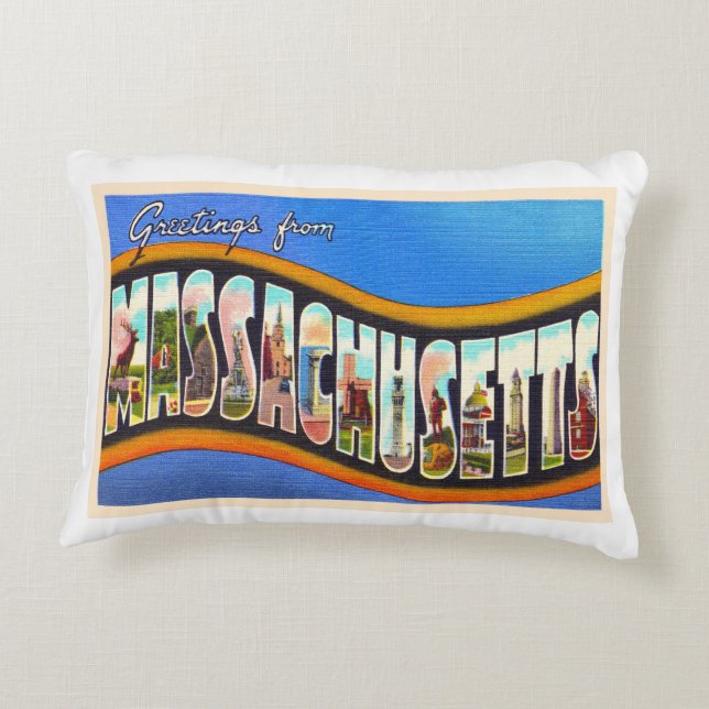 Staat von Massachusetts MA Postkarte Dekokissen (Rückseite)