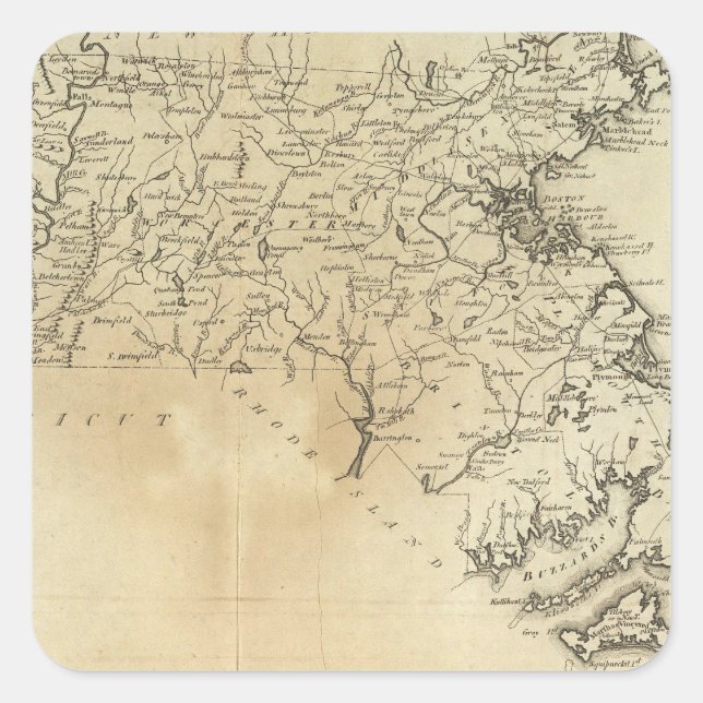 Staat von Massachusetts Quadratischer Aufkleber (Vorderseite)