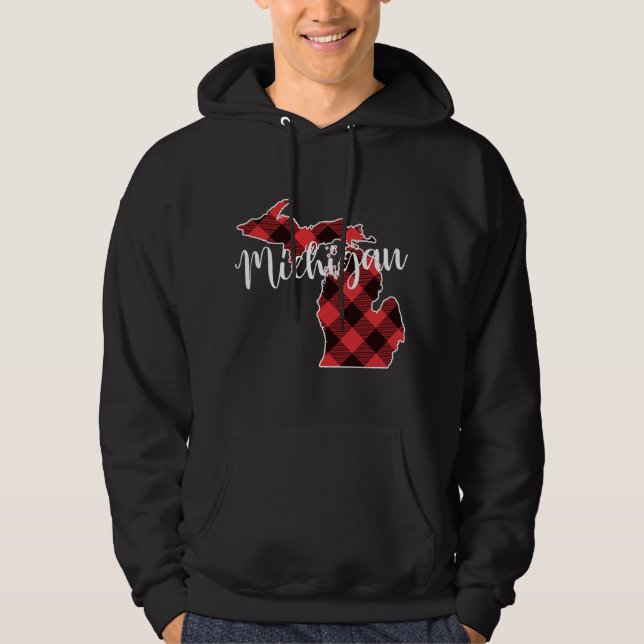 Staat von Michigan Map Buffalo Karierte Weihnachts Hoodie (Vorderseite)