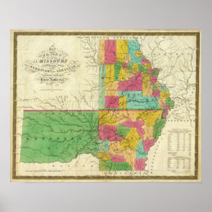 Staat von Missouri und von Gebiet von Arkansas Poster