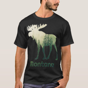 Staat von Montana Elche Wald Bäume Jäger wild lebe T-Shirt