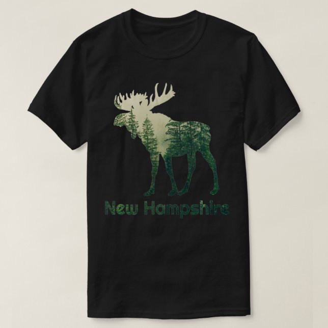 Staat von New Hampshire Moose Forest Tree Hunter W T-Shirt (Design vorne)