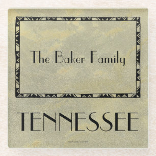 Staat von Tennessee Familienname Glass Untersetzer