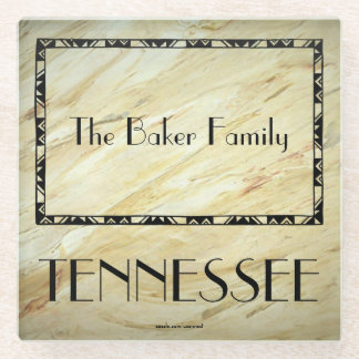 Staat von Tennessee Familienname Glass Untersetzer