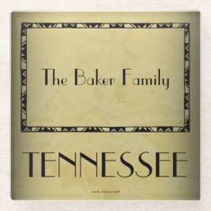 Staat von Tennessee Familienname Glass Untersetzer