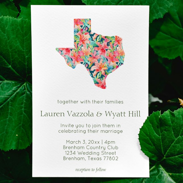 Staat von Texas Bright Tropical Florals Hochzeit Einladung (tropical "texas" state flower wedding invitation simple modern beach tropical invitation bright )