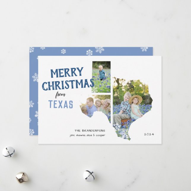 Staat von Texas Drei Foto Weihnachten (Vorderseite/Rückseite Beispiel)