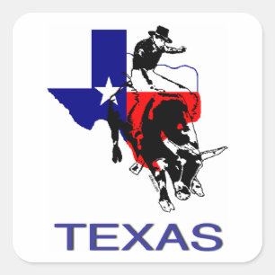 Staat von Texas-Rodeo-Stier-Reiter Quadratischer Aufkleber