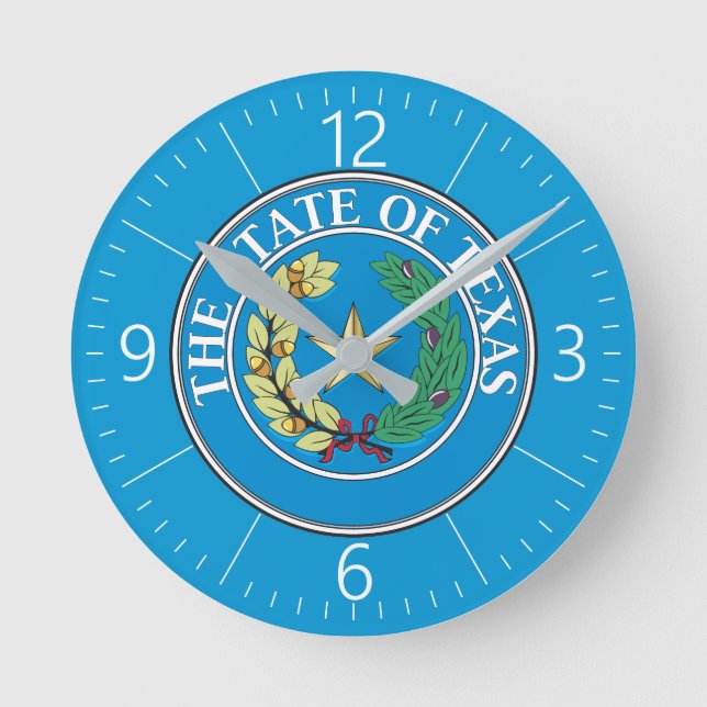 Staat von Texas-Siegel Runde Wanduhr (Vorderseite)