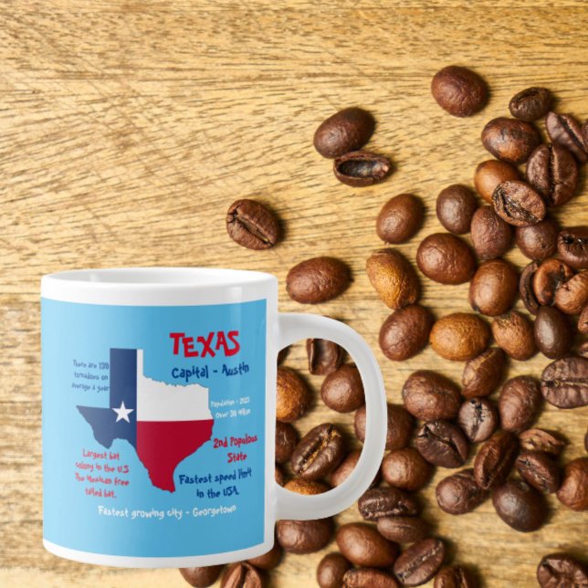 Staat von Texas Untersetzer Phantastisch Fakten Jumbo-Tasse (Von Creator hochgeladen)