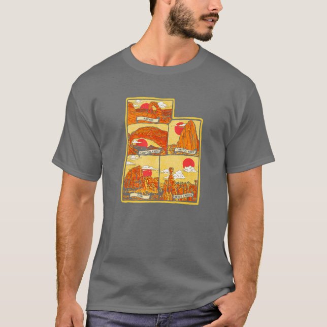 Staat von Utah fünf Nationalparks Arches Zion Capi T-Shirt (Vorderseite)