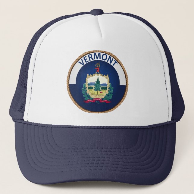 Staat von Vermont Flag Siegel Trucker Hat Truckerkappe (Vorderseite)