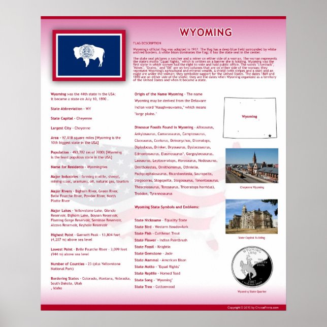 Staat von Wyoming, WY Poster (Vorne)