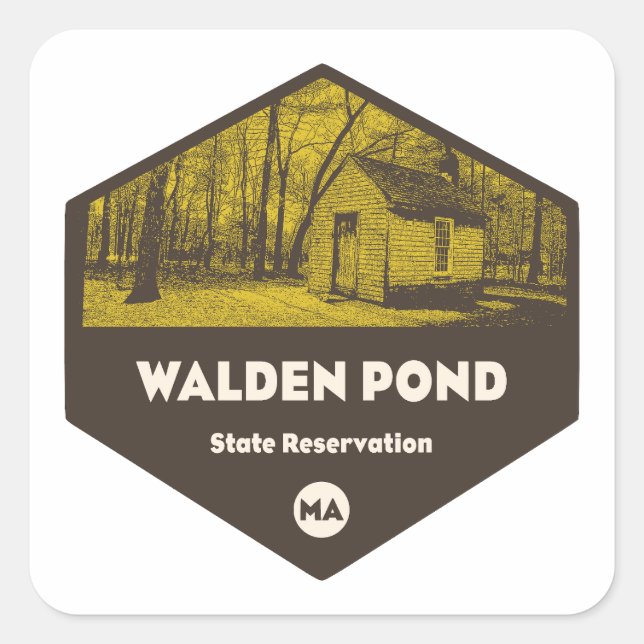 Staat Walden Pond Massachusetts Quadratischer Aufkleber (Vorderseite)