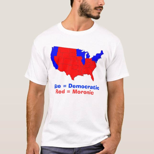Staaten, Blau = demokratisch, Rot = Moronic T-Shirt (Vorderseite)