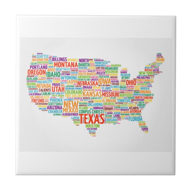 STAATEN und Städte in den USA Fliese (Vorderseite)