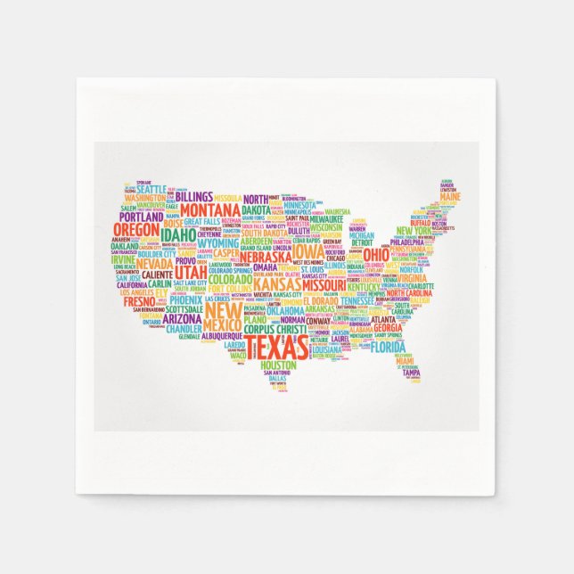 STAATEN und Städte in den USA Serviette (Vorderseite)