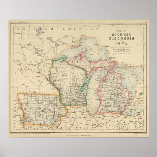Staaten von Michigan, Wisconsin und Iowa Poster (Vorne)