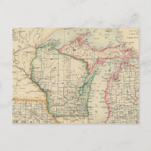 Staaten von Michigan, Wisconsin und Iowa Postkarte