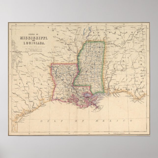 Staaten von Mississippi und Louisiana Poster (Vorne)