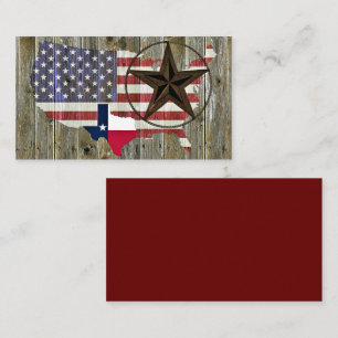 Staatliche Fahne von Texas Lone Star Visitenkarte