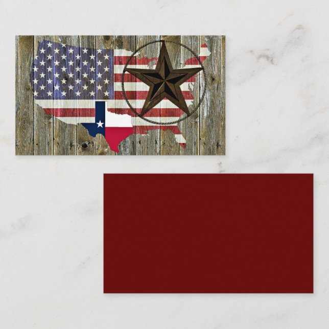 Staatliche Fahne von Texas Lone Star Visitenkarte (Vorne/Hinten)