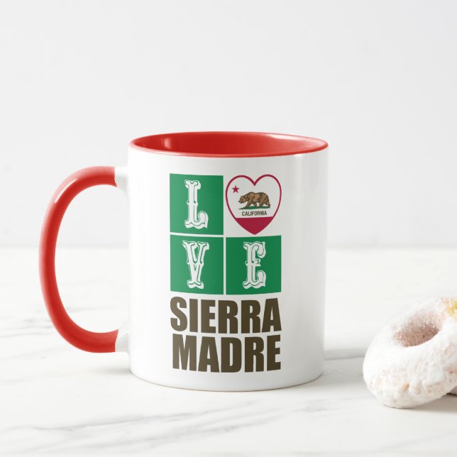 Staatliche Flaggen der Republik Kalifornien Herz S Tasse (Mit Donut)
