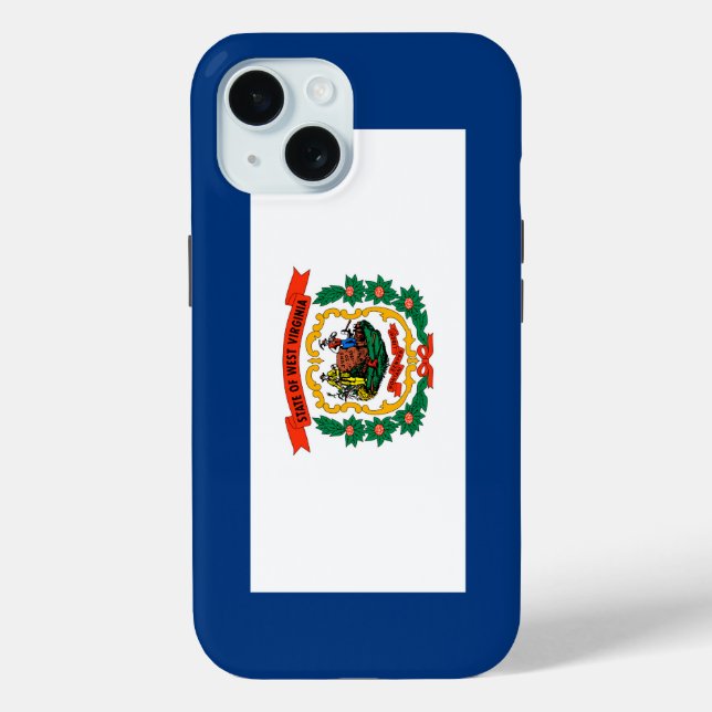 Staatliche Flaggengestaltung West Virginia iPhone 15 Hülle (Rückseite)