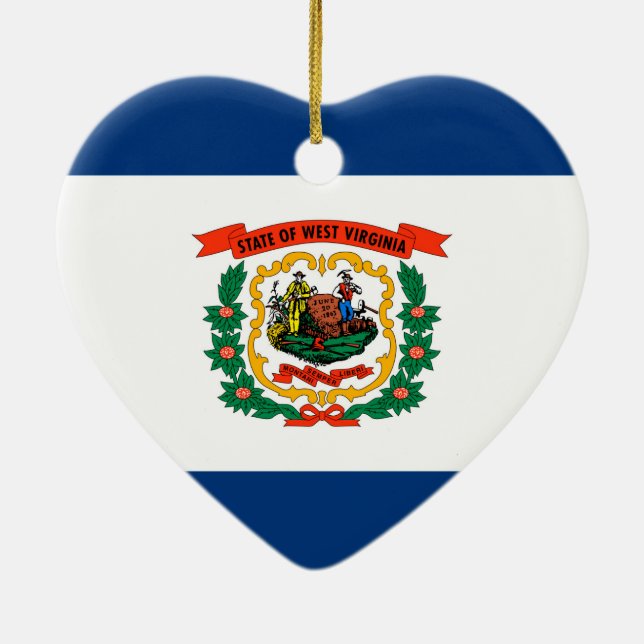 Staatliche Flaggengestaltung West Virginia Keramik Ornament (Hinten)