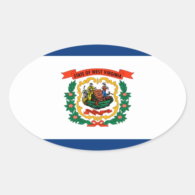Staatliche Flaggengestaltung West Virginia Ovaler Aufkleber (Vorderseite)