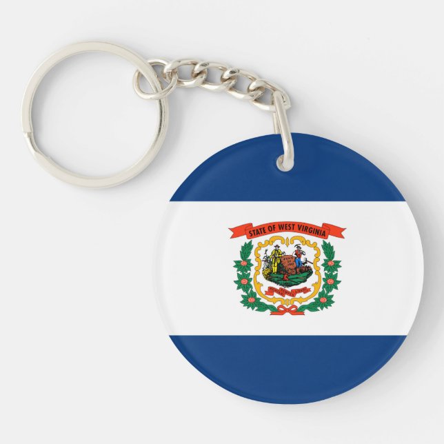 Staatliche Flaggengestaltung West Virginia Schlüsselanhänger (Vorderseite)