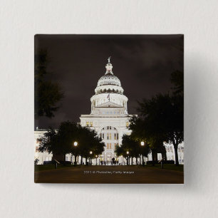 Staats-Hauptstadt von Austin, Texas nachts Button