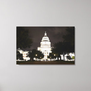 Staats-Hauptstadt von Austin, Texas nachts Leinwanddruck
