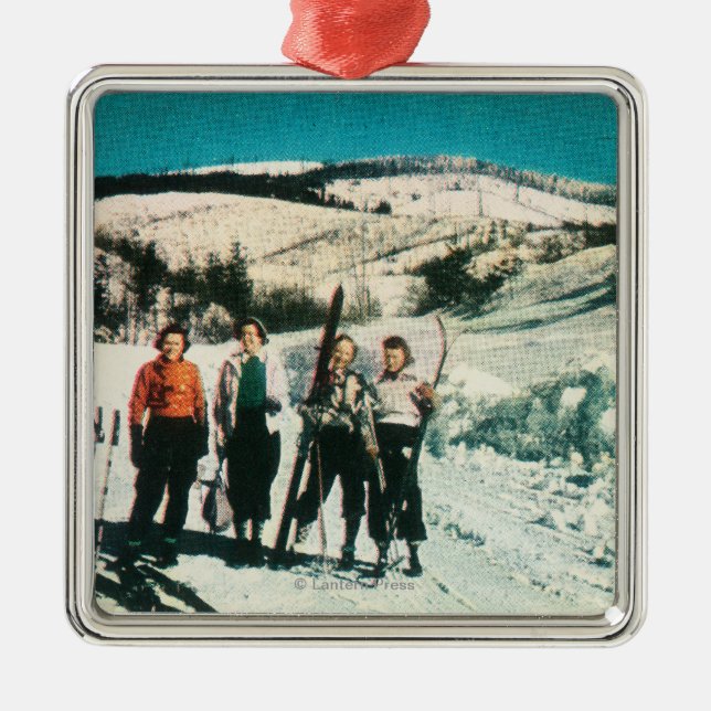 Staats-Park-Damen SkiingWashington Mt. Spokane Ornament Aus Metall (Vorne)