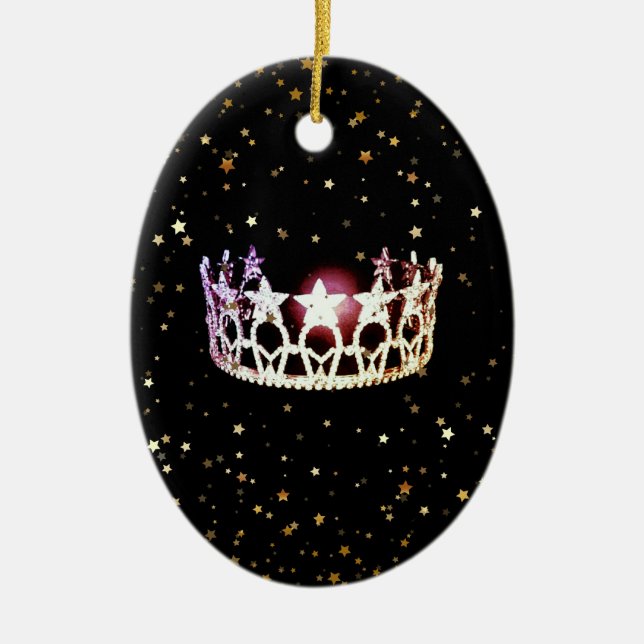 Staats-Silber-Kronen-Weihnachtsverzierung Keramik Ornament (Vorne)