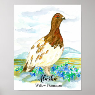 Staats-Vogel des Alaska-Weide-Alpenschneehuhns Poster