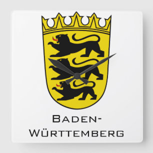Staats-Wappen von Baden-Württemberg in Kunstausfüh Quadratische Wanduhr