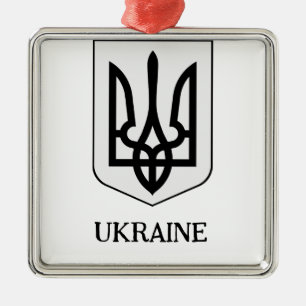 Staatscoat of Arms der Ukraine Minimalistische Kun Ornament Aus Metall