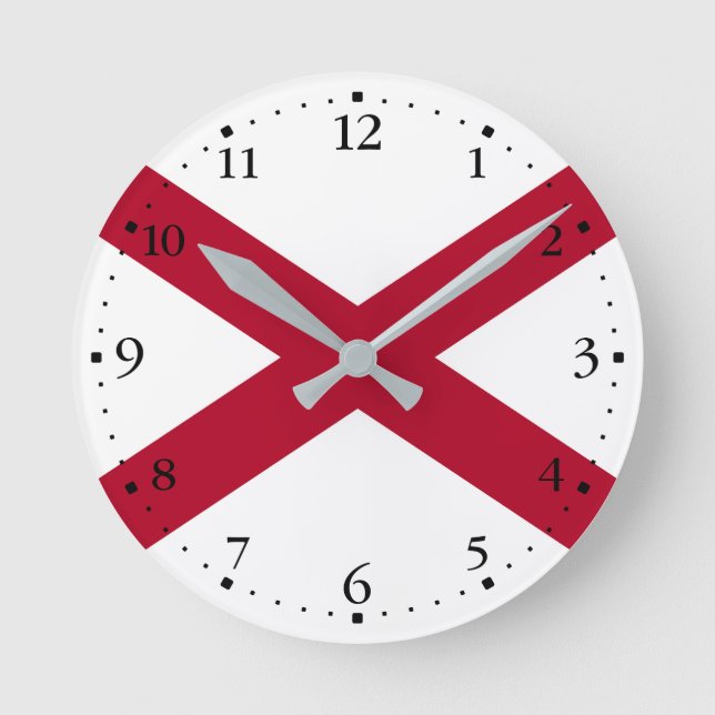 Staatsflagge Alabama Runde Wanduhr (Vorderseite)