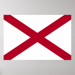 Staatsflagge Alabama, St. Andreas-Karmesinrotes Kr Poster