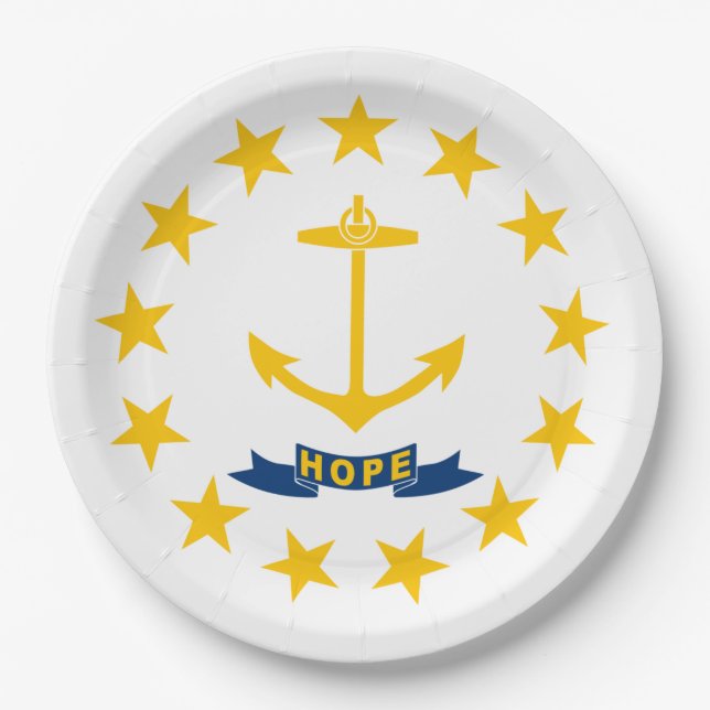 Staatsflagge auf der Insel Rhode Pappteller (Vorderseite)