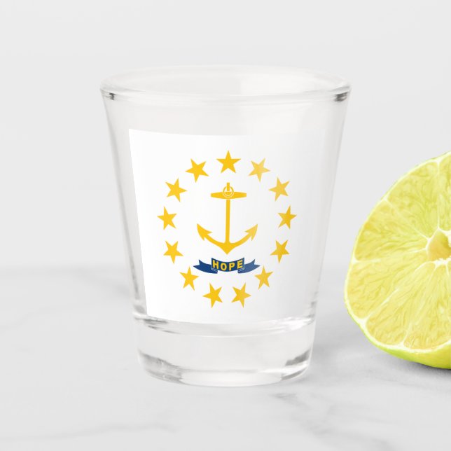 Staatsflagge auf der Insel Rhode Schnapsglas (Vorderseite)