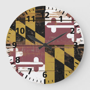Staatsflagge aus Holz Große Wanduhr